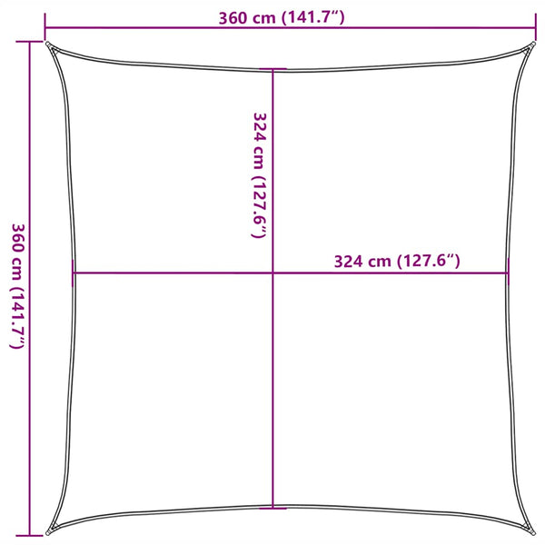 Sonnensegel 160 g/m² Rot 3,6x3,6 m HDPE