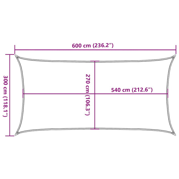 Sonnensegel 160 g/m² Rot 3x6 m HDPE