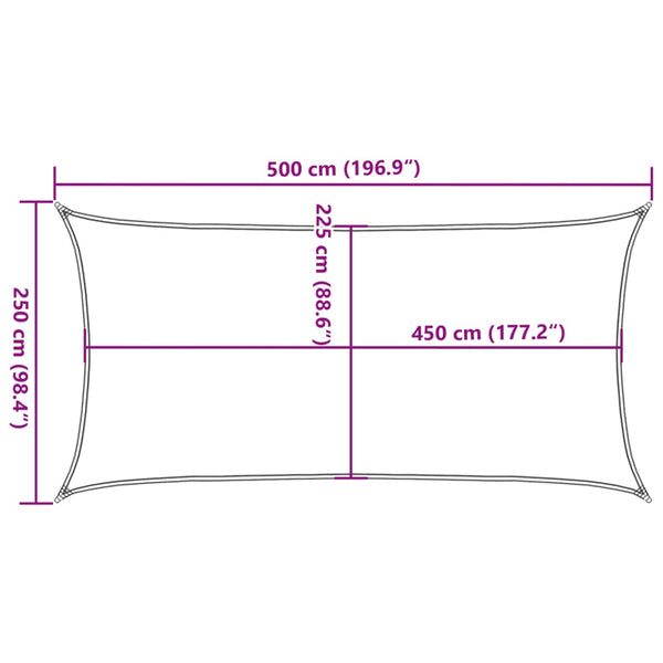 Sonnensegel 160 g/m² Orange 2,5x5 m HDPE