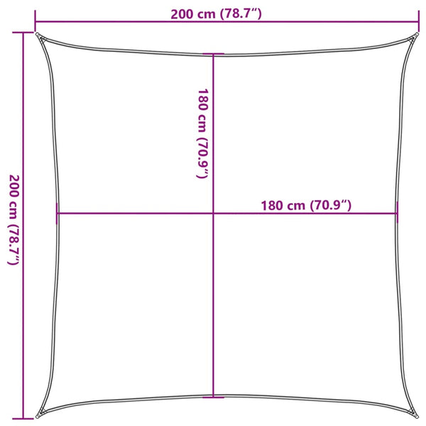 Sonnensegel 160 g/m² Schwarz 2x2 m HDPE