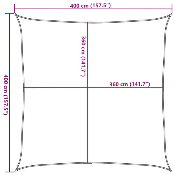 Sonnensegel 160 g/m² Schwarz 4x4 m HDPE