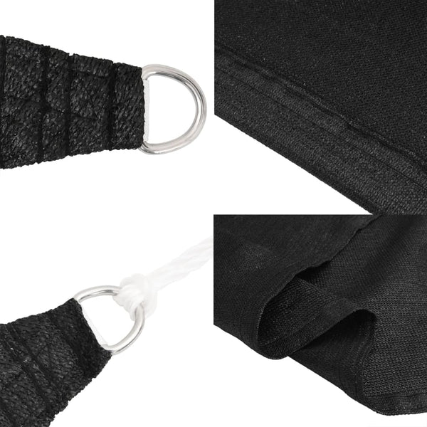 Sonnensegel 160 g/m² Schwarz 2,5x3 m HDPE