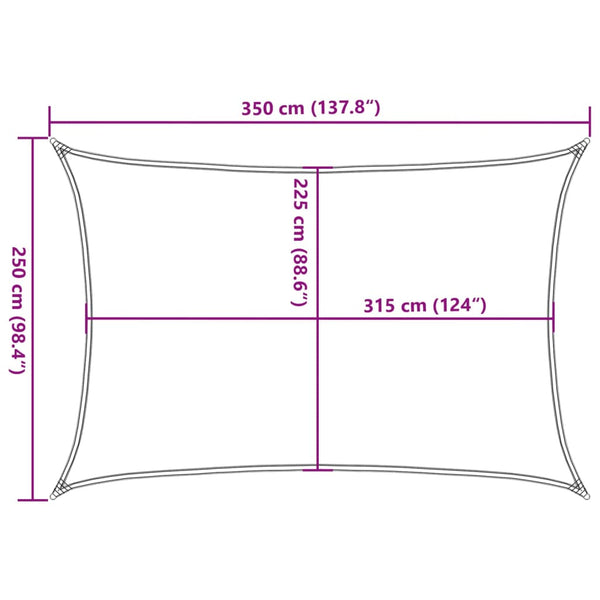 Sonnensegel 160 g/m² Schwarz 2,5x3,5 m HDPE