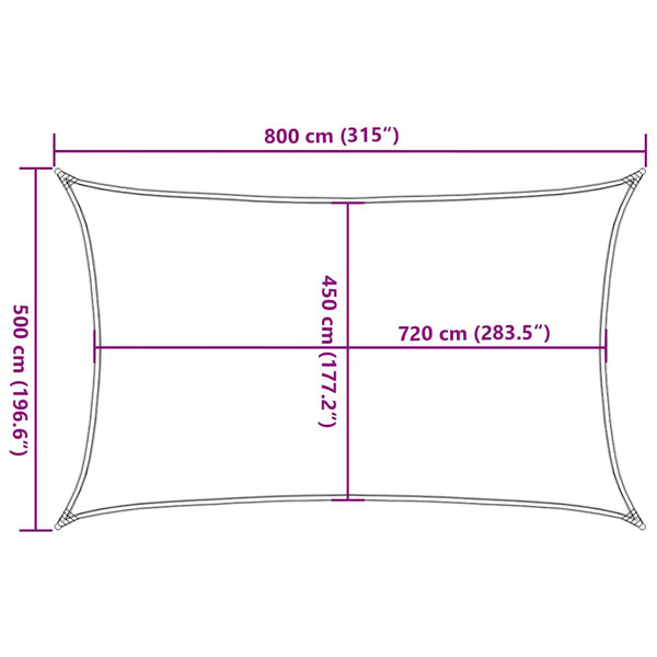 Sonnensegel 160 g/m² Schwarz 5x8 m HDPE