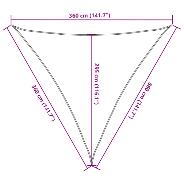 Sonnensegel 160 g/m² Schwarz 3,6x3,6x3,6 m HDPE