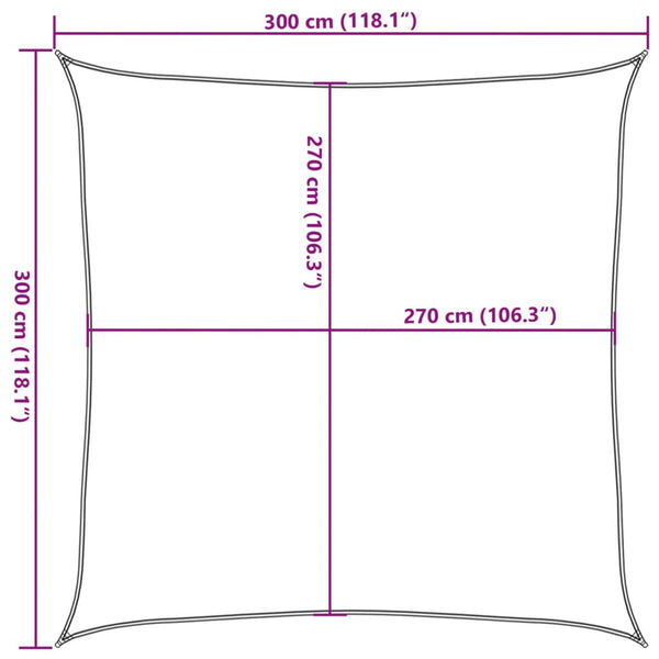 Sonnensegel 160 g/m² Braun 3x3 m HDPE