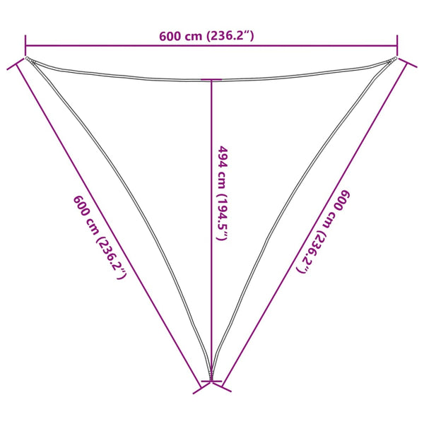 Sonnensegel 160 g/m² Braun 6x6x6 m HDPE