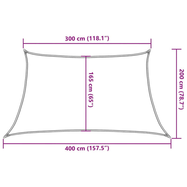 Sonnensegel 160 g/m² Braun 3/4x2 m HDPE