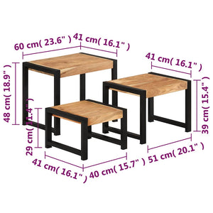 Satztische 3er Set Massivholz