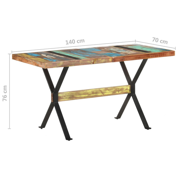 vidaXL Table de salle à manger 140x70x76 cm bois de récupération massif