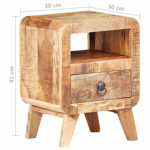 Nachttisch aus rauem Mangoholz 30x30x41 cm