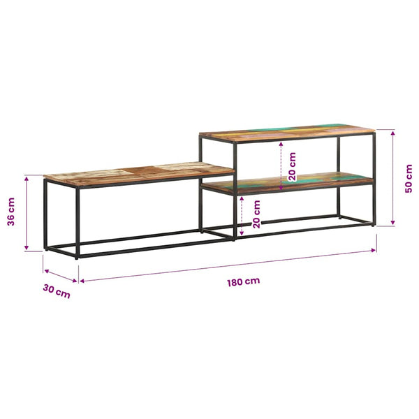 vidaXL Meuble TV 180x30x50 cm Bois massif recyclé