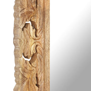 Handgeschnitzter Spiegel Braun 110x50 cm Mango Massivholz