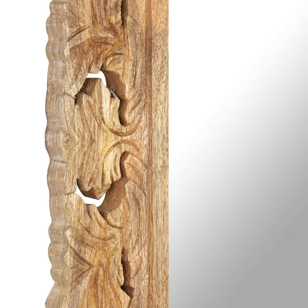 Handgeschnitzter Spiegel Braun 110x50 cm Mango Massivholz