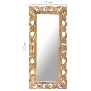 Handgeschnitzter Spiegel Braun 110x50 cm Mango Massivholz