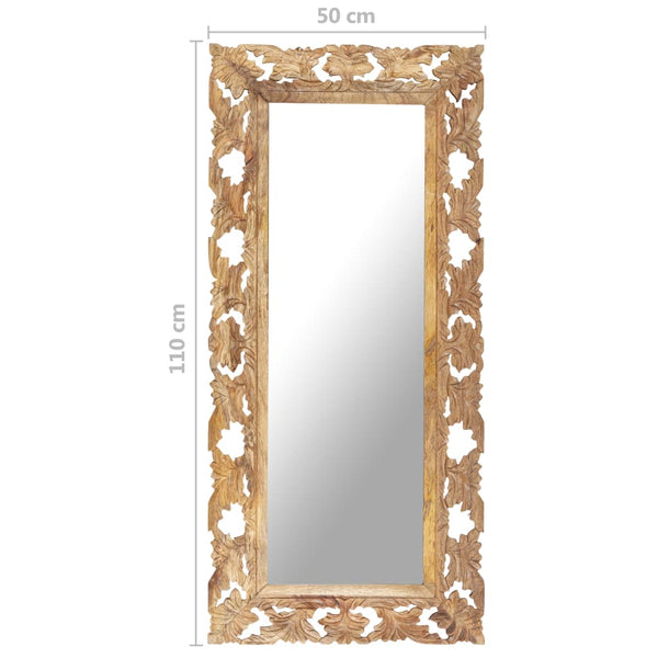 Handgeschnitzter Spiegel Braun 110x50 cm Mango Massivholz