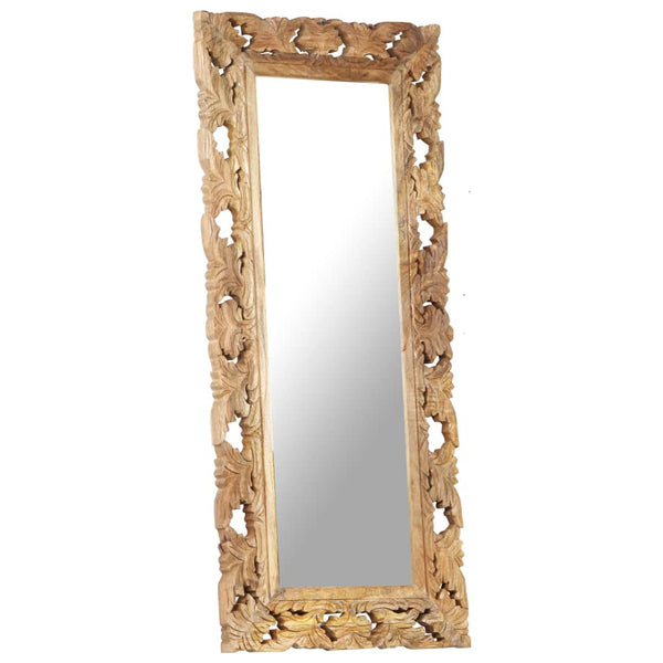 Handgeschnitzter Spiegel Braun 110x50 cm Mango Massivholz