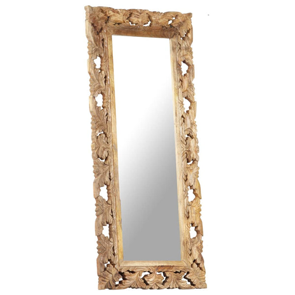 Handgeschnitzter Spiegel Braun 110x50 cm Mango Massivholz