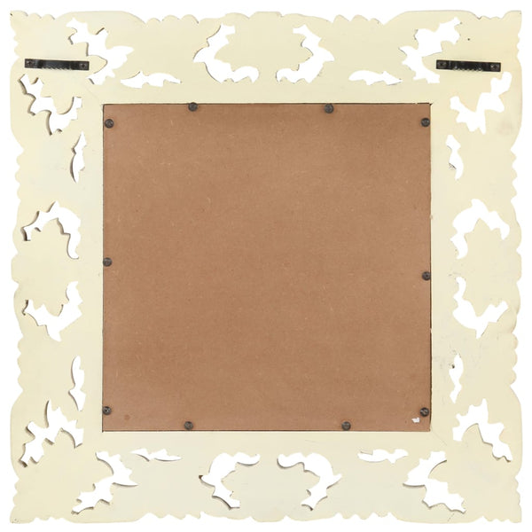 Handgeschnitzter Spiegel, Weiß, 50x50 cm