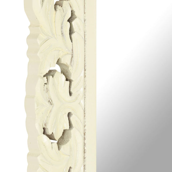 Handgeschnitzter Spiegel Weiß 110x50 cm