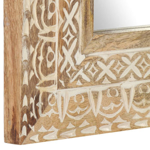 Handgeschnitzter Spiegel Mango Massivholz 50x50