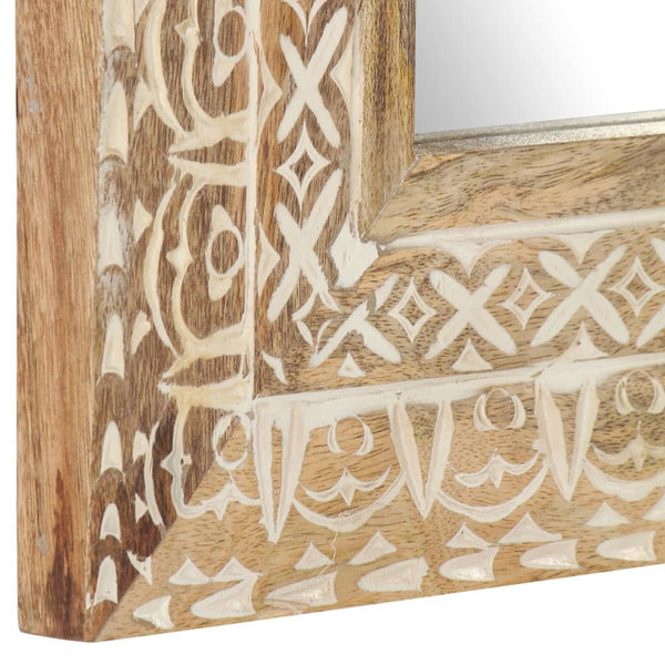 Handgeschnitzter Spiegel Mango Massivholz 50x50