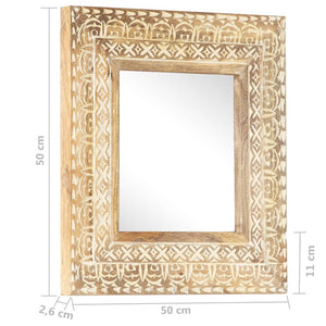 Handgeschnitzter Spiegel Mango Massivholz 50x50