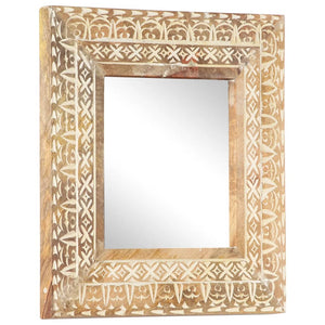 Handgeschnitzter Spiegel Mango Massivholz 50x50