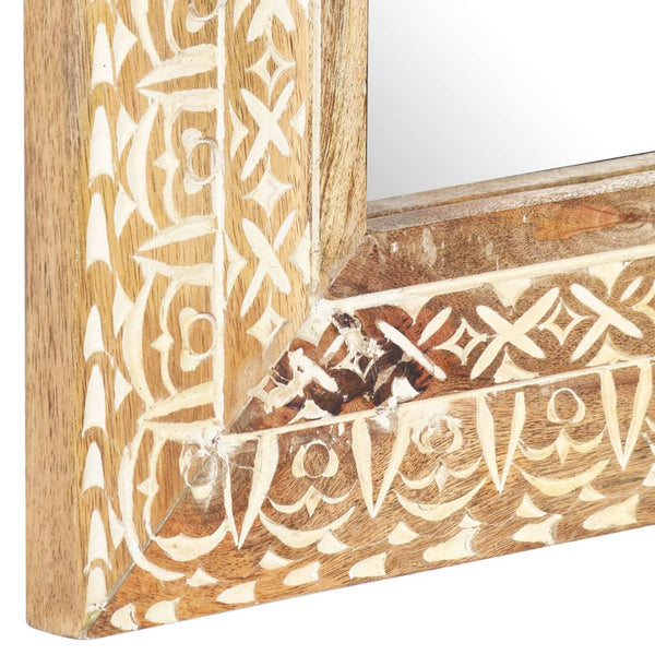 vidaXL Miroir sculpté à la main 80x50x2,6 cm Bois de manguier massif