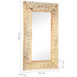 vidaXL Miroir sculpté à la main 80x50x2,6 cm Bois de manguier massif