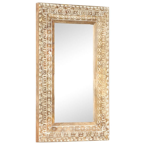 vidaXL Miroir sculpté à la main 80x50x2,6 cm Bois de manguier massif