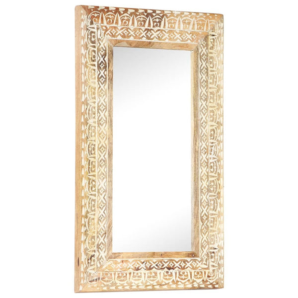 vidaXL Miroir sculpté à la main 80x50x2,6 cm Bois de manguier massif