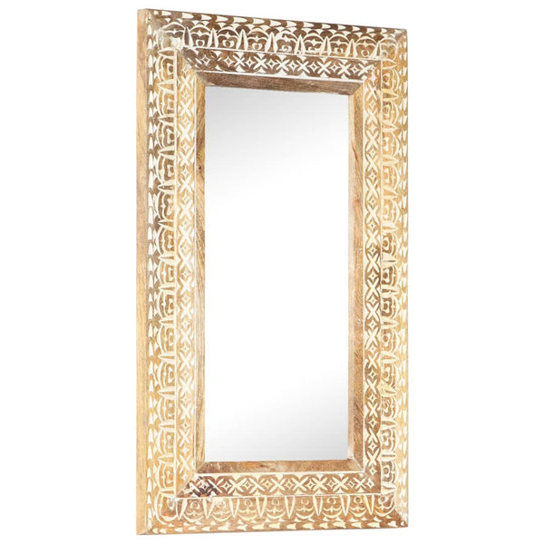 vidaXL Miroir sculpté à la main 80x50x2,6 cm Bois de manguier massif
