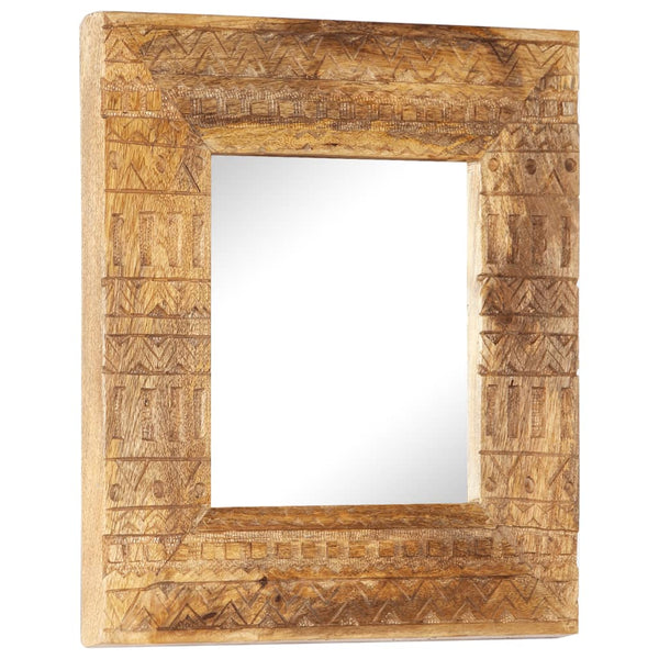 Handgeschnitzter Spiegel Mango Massivholz 50x50 cm