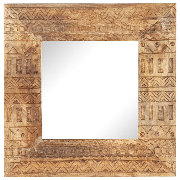 Handgeschnitzter Spiegel Mango Massivholz 50x50 cm