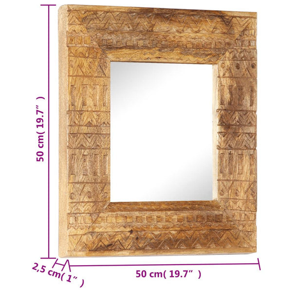 Handgeschnitzter Spiegel Mango Massivholz 50x50 cm
