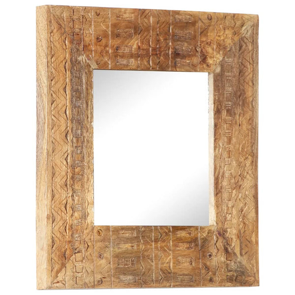 Handgeschnitzter Spiegel Mango Massivholz 50x50 cm