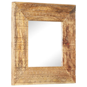 Handgeschnitzter Spiegel Mango Massivholz 50x50 cm