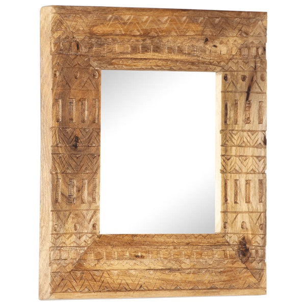 Handgeschnitzter Spiegel Mango Massivholz 50x50 cm