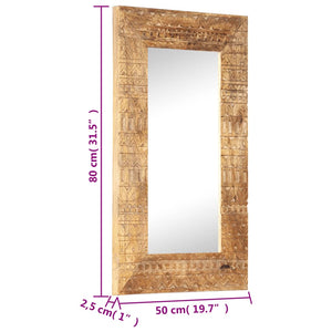 Handgeschnitzter Spiegel Mango Massivholz 80x50