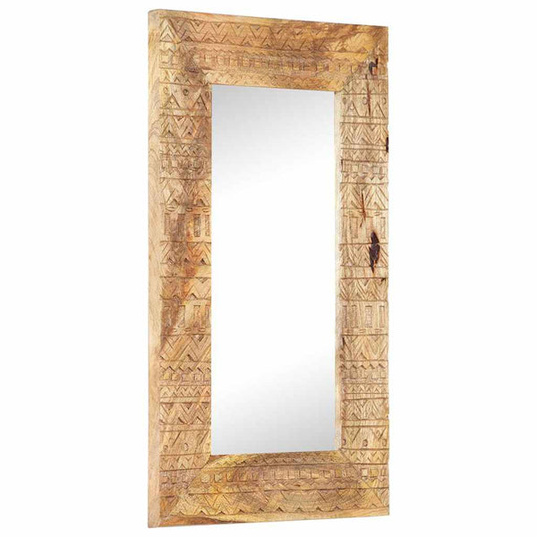 Handgeschnitzter Spiegel Mango Massivholz 80x50