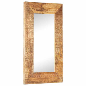 Handgeschnitzter Spiegel Mango Massivholz 80x50