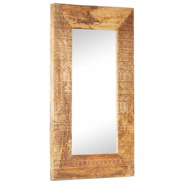 Handgeschnitzter Spiegel Mango Massivholz 80x50
