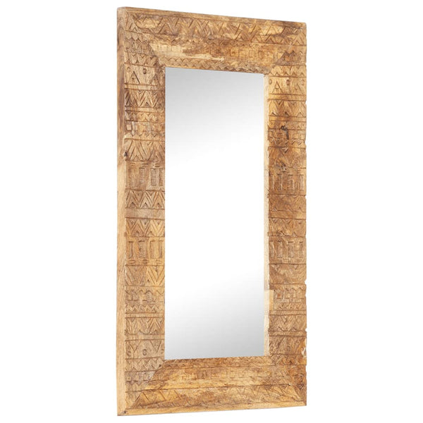 Handgeschnitzter Spiegel Mango Massivholz 80x50