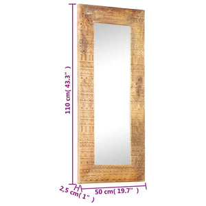 Handgeschnitzter Spiegel Mango Massivholz 110cm