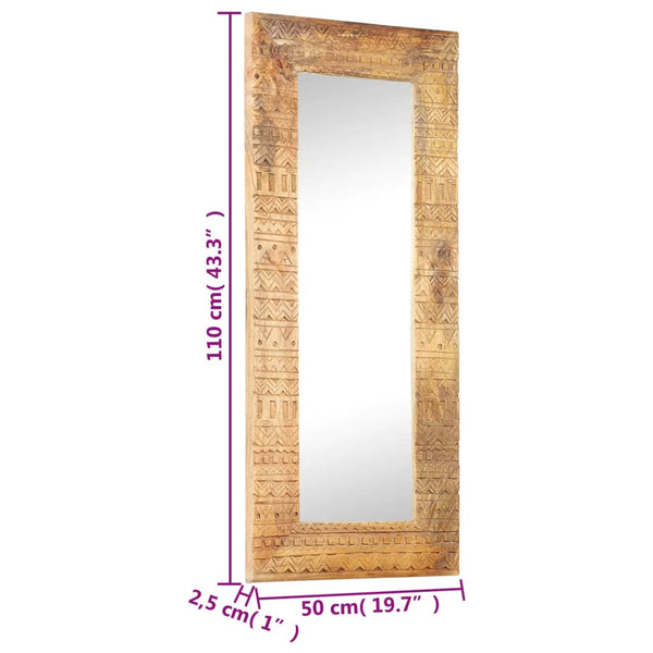 Handgeschnitzter Spiegel Mango Massivholz 110cm