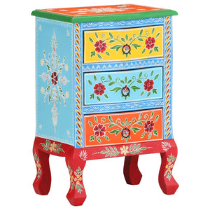 Handbemalter Nachttisch Mango Massivholz 40x30x60 cm