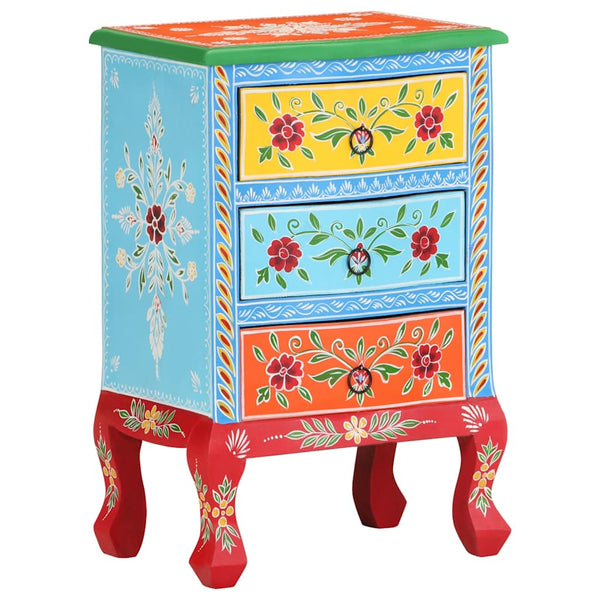 Handbemalter Nachttisch Mango Massivholz 40x30x60 cm