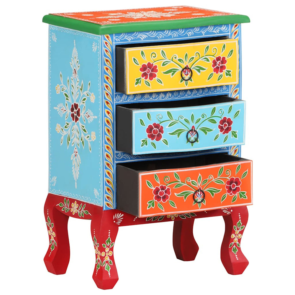 Handbemalter Nachttisch Mango Massivholz 40x30x60 cm