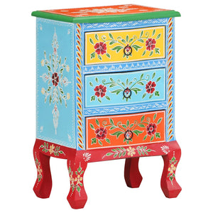 Handbemalter Nachttisch Mango Massivholz 40x30x60 cm
